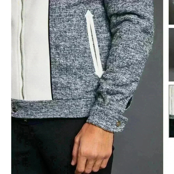 Boohoo man check western panel jacket grey sz small nwt - Picture 2 of 9